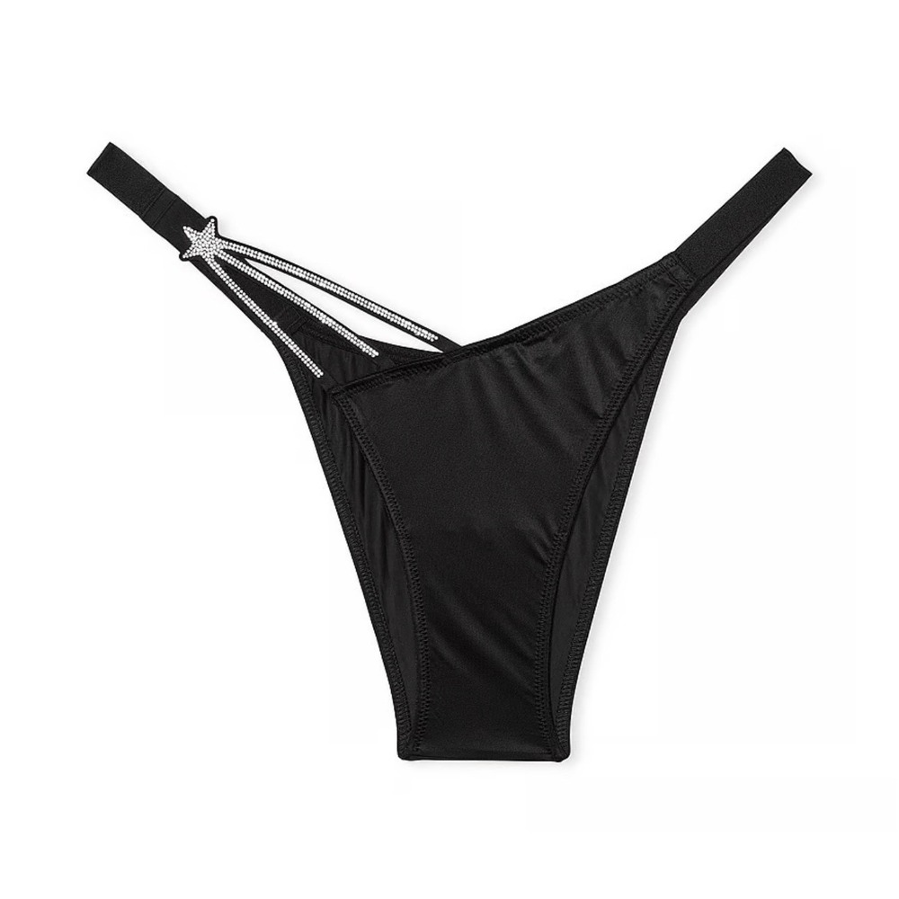 NWT Victoria's Secret Very Sexy‎ Starstruck Shine Brazilian Panty Sz L Black